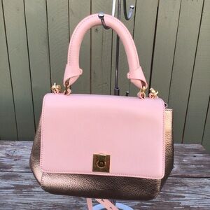 Ted Baker Pink / Gold Leather Handbag Crossbody Bag with Removable Strap